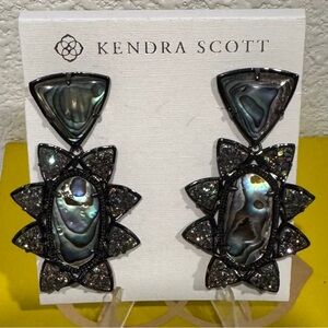RARE Retired Kendra Scott Auden Cabana Earrings • Abalone • Gunmetal • HTF